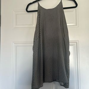 H&M silky camisole back button closure striped